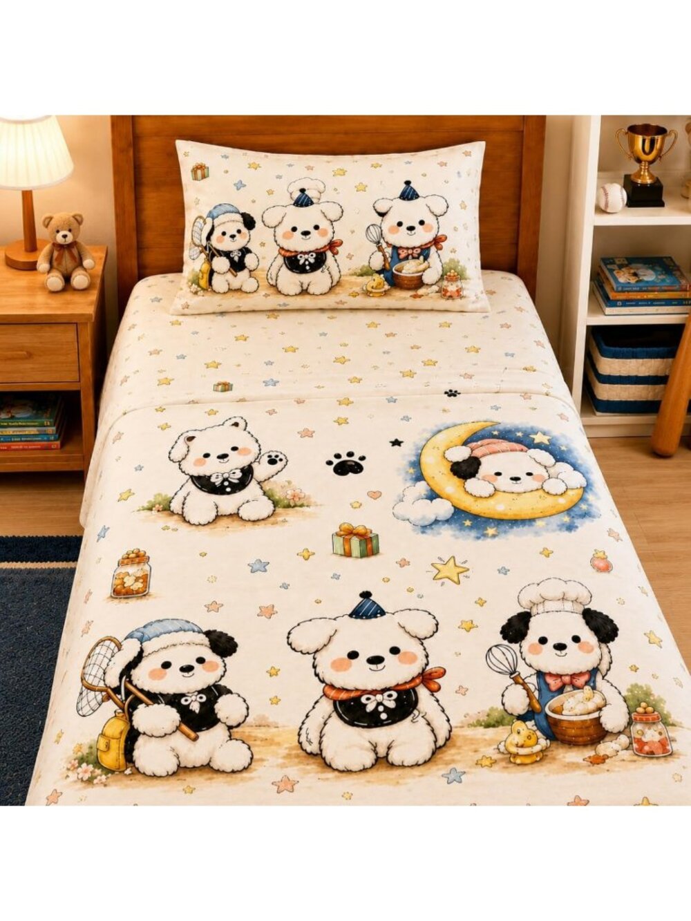 Soft Cotton Kids Sheet Set - Breathable Twin Bedding for Boys & Girls, Cute